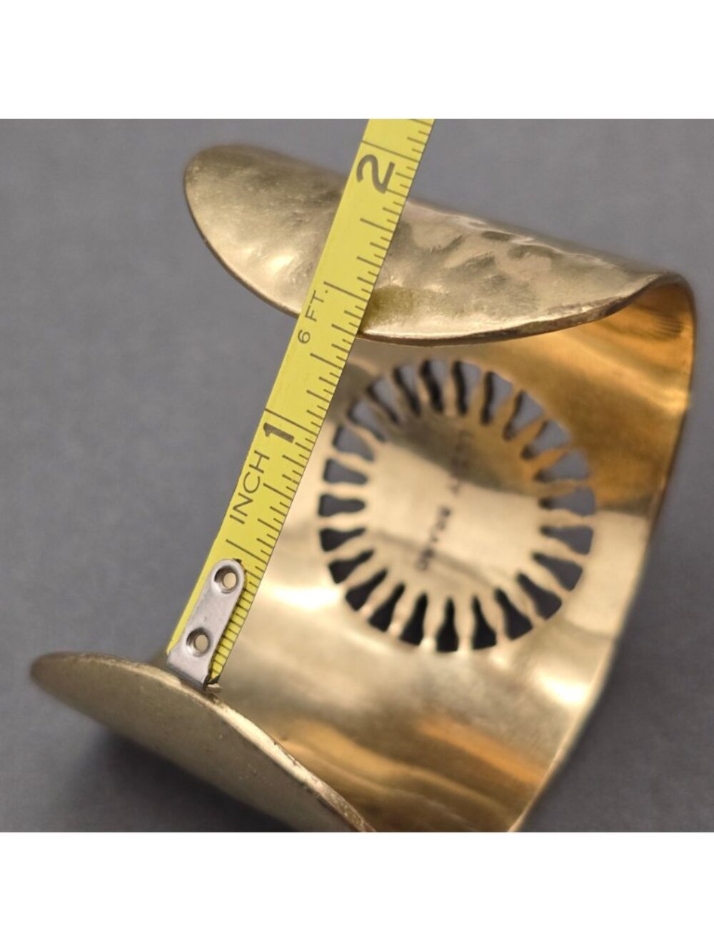 Lucky Brand Brass Sunburst Cuff Bracelet 7" Pink Quartz - Picture 16 of 16